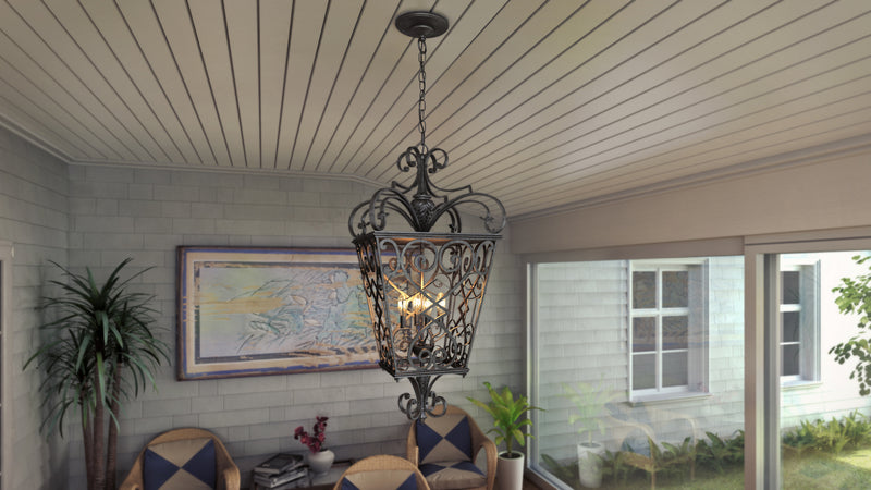 Quoizel FQ1920MK01 Four Light Outdoor Hanging Lantern, Marcado Black