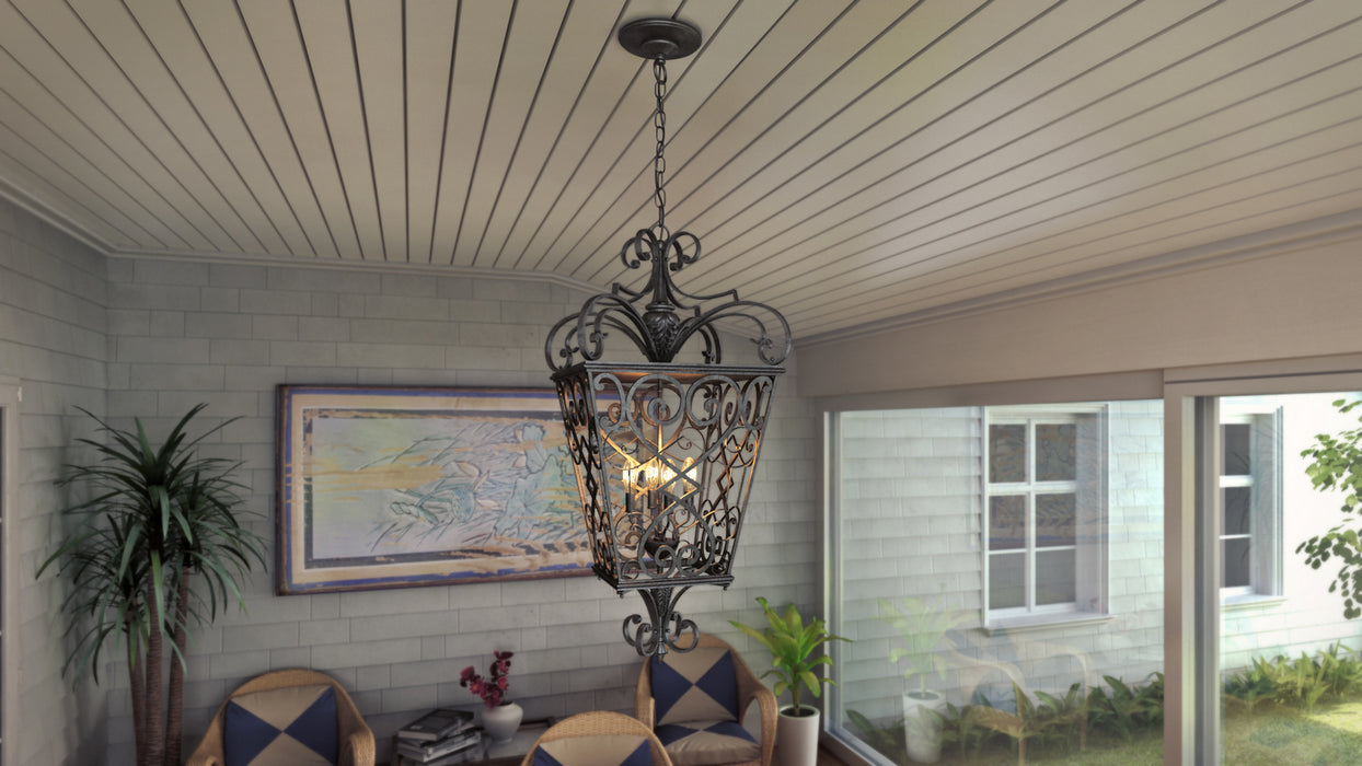 Quoizel FQ1920MK01 Four Light Outdoor Hanging Lantern, Marcado Black