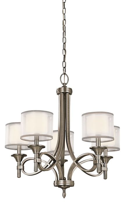 Kichler 42381AP Five Light Chandelier, Antique Pewter