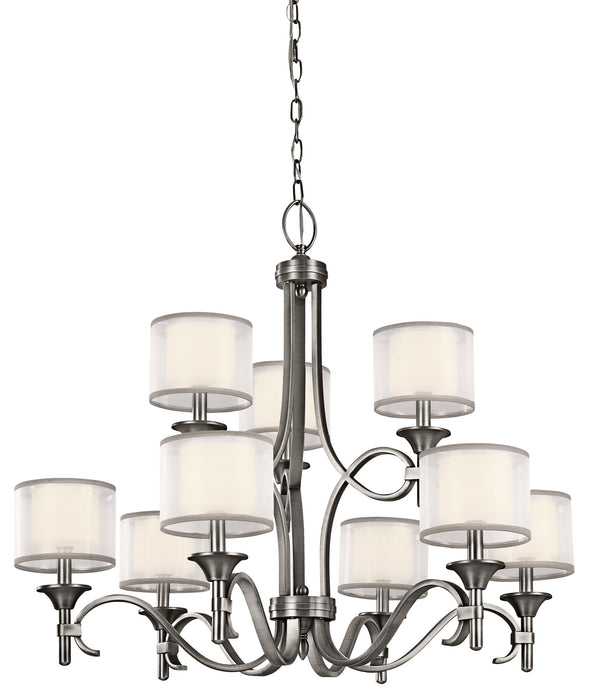 Kichler 42382AP Nine Light Chandelier, Antique Pewter