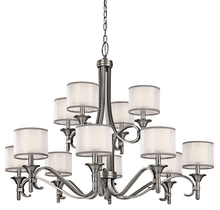 Kichler 42383AP 12 Light Chandelier, Antique Pewter
