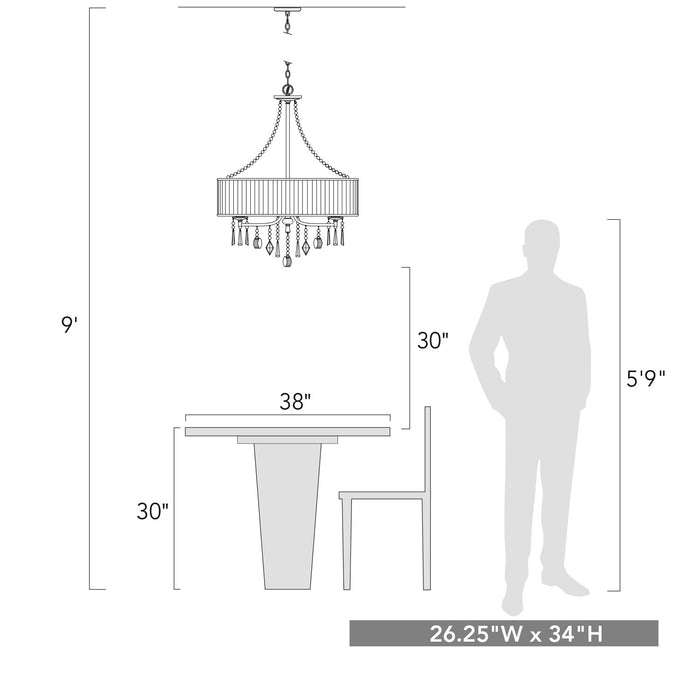Golden 8981-5 BRI Five Light Chandelier, Chrome