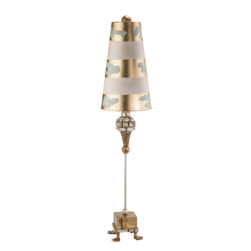 Lucas + McKearn TA1002 One Light Buffet Lamp, Gold/Silver Leaf/Base W/Pompadour Inspired