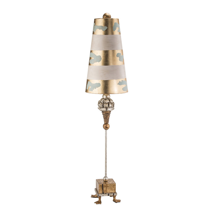 Lucas + McKearn TA1002 One Light Buffet Lamp, Gold/Silver Leaf/Base W/Pompadour Inspired