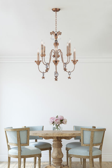 Lucas + McKearn CH1111 Eight Light Chandelier, Gold, Silver/Cream
