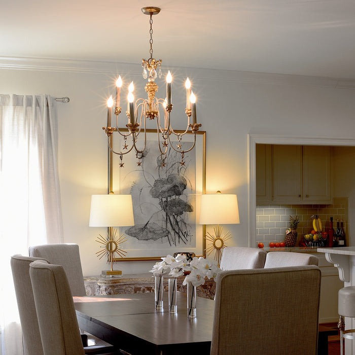 Lucas + McKearn CH1111 Eight Light Chandelier, Gold, Silver/Cream
