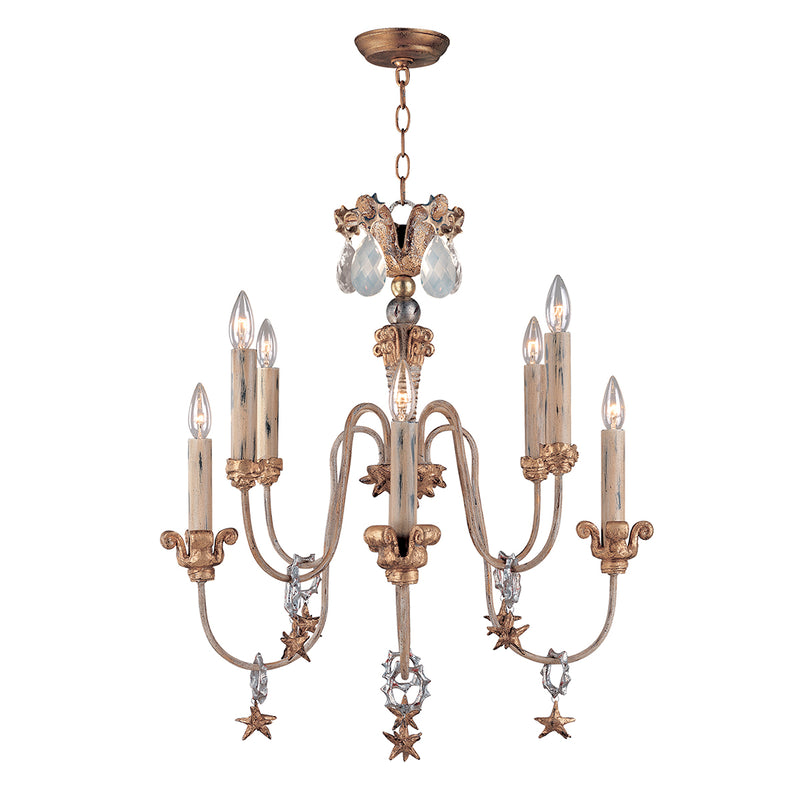 Lucas + McKearn CH1111 Eight Light Chandelier, Gold, Silver/Cream