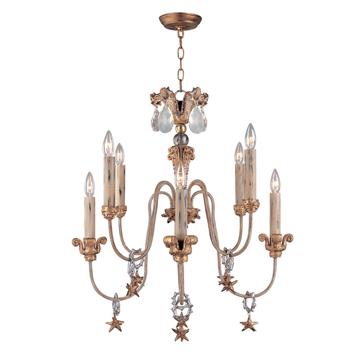 Lucas + McKearn CH1111 Eight Light Chandelier, Gold, Silver/Cream