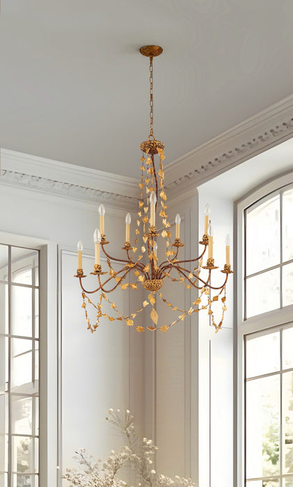 Lucas + McKearn CH1158-10 Ten Light Chandelier, Gold Leaf