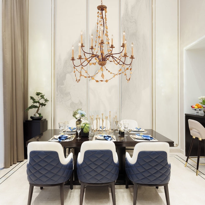 Lucas + McKearn CH1158-10 Ten Light Chandelier, Gold Leaf
