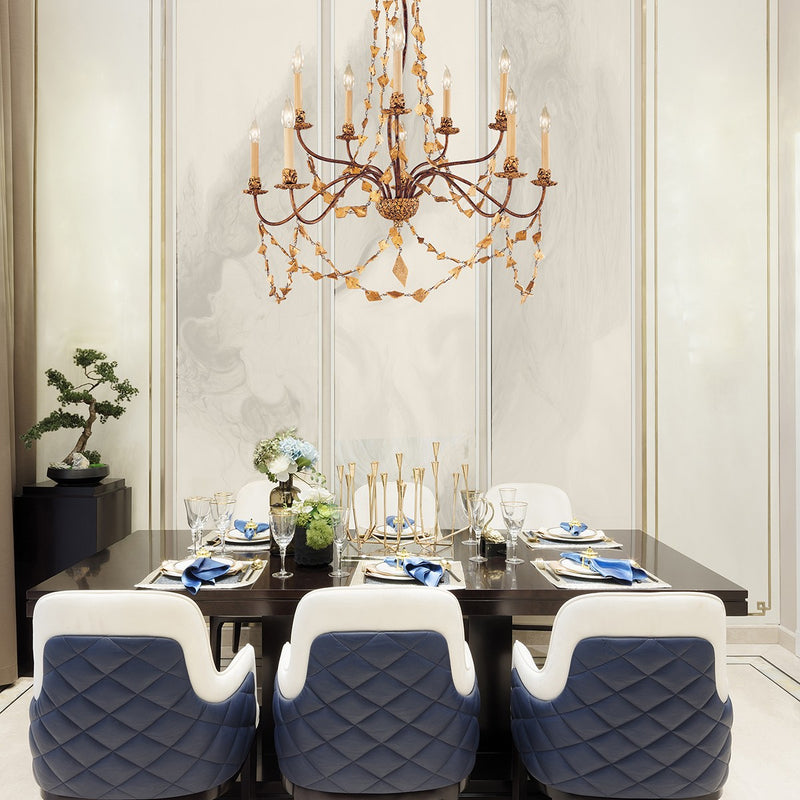 Lucas + McKearn CH1158-10 Ten Light Chandelier, Gold Leaf