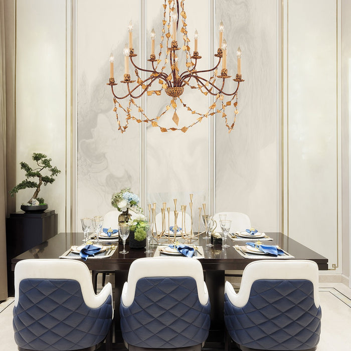 Lucas + McKearn CH1158-10 Ten Light Chandelier, Gold Leaf