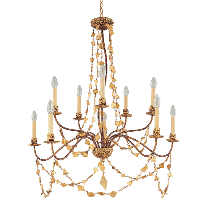 Lucas + McKearn CH1158-10 Ten Light Chandelier, Gold Leaf