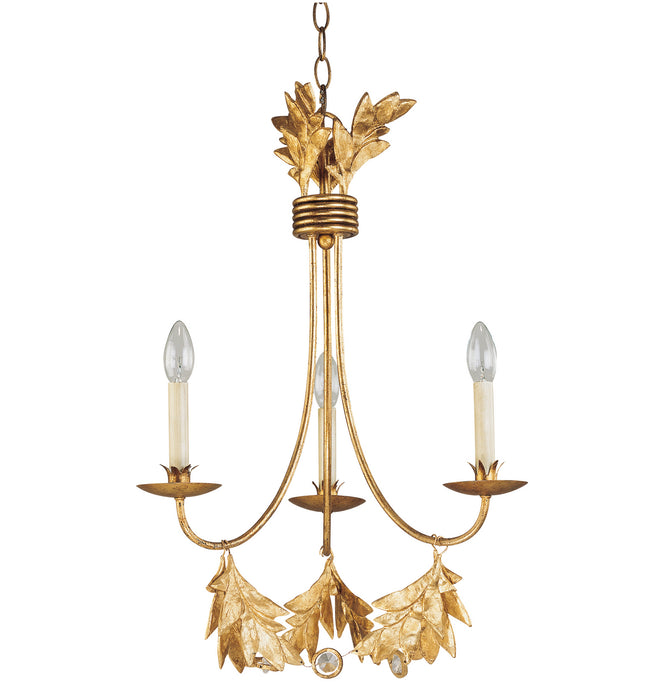 Lucas + McKearn CH1159-3 Three Light Mini Chandelier, Distressed Gold