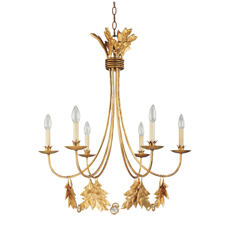 Lucas + McKearn CH1159-6 Six Light Chandelier, Distressed Gold