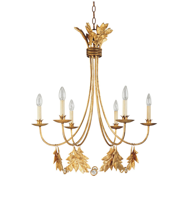 Lucas + McKearn CH1159-6 Six Light Chandelier, Distressed Gold