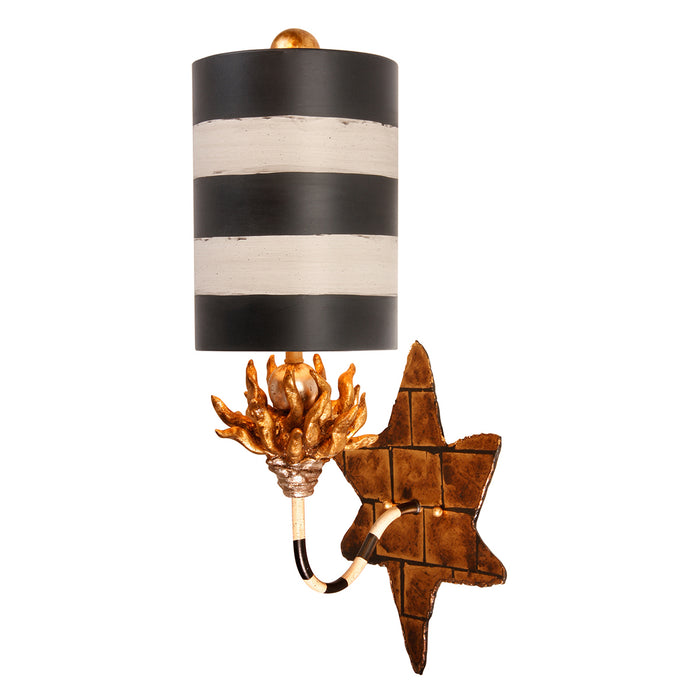 Lucas + McKearn SC1015-1 One Light Wall Sconce, Black/Ivory Shade/Stem W/Gold/Silver Leaf