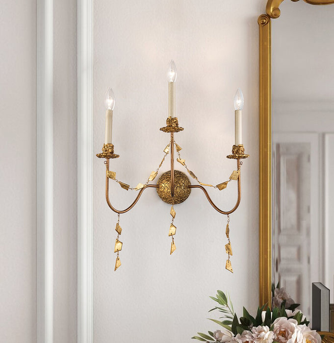 Lucas + McKearn SC1158-3 Three Light Wall Sconce, Gold Leaf