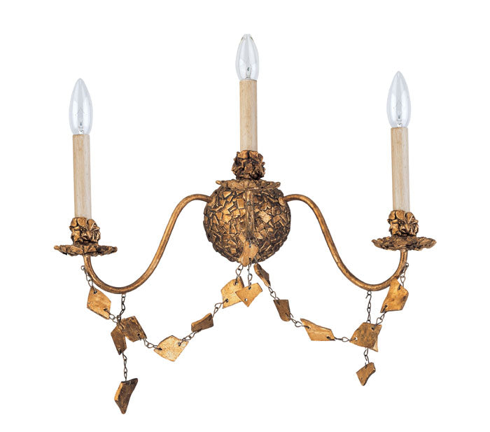Lucas + McKearn SC1158-3 Three Light Wall Sconce, Gold Leaf