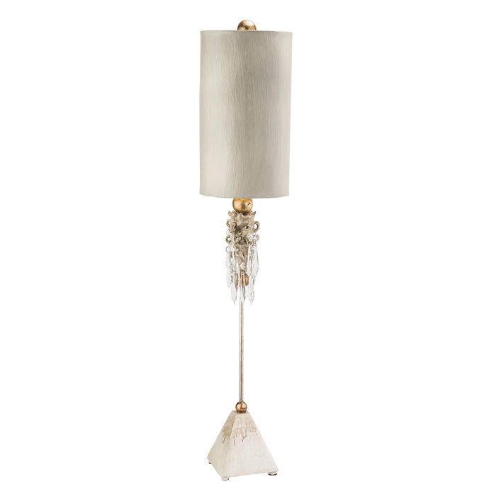 Lucas + McKearn TA1004 One Light Buffet Lamp, Pyramid W/Putty Finish, Gold Leaf/Crystal Clusters