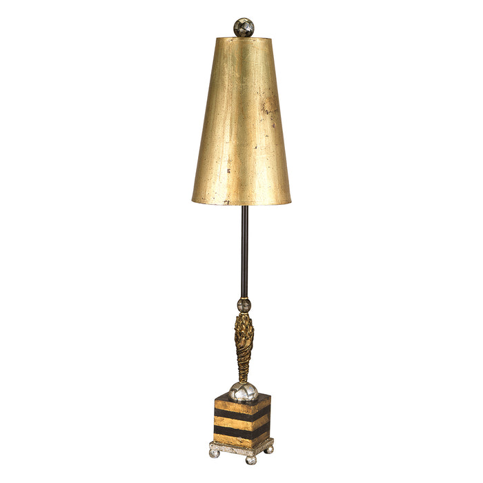 Lucas + McKearn TA1008 One Light Buffet Lamp, Black Metal W/Gold/Silver Leaf