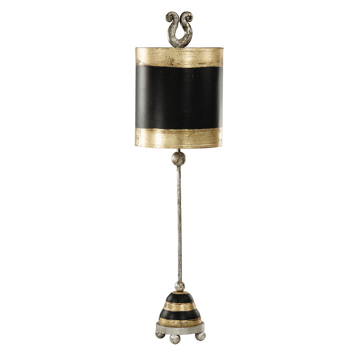 Lucas + McKearn TA1023 One Light Table Lamp, Silver Leaf Feet/Metal W/Black/Gold Leaf
