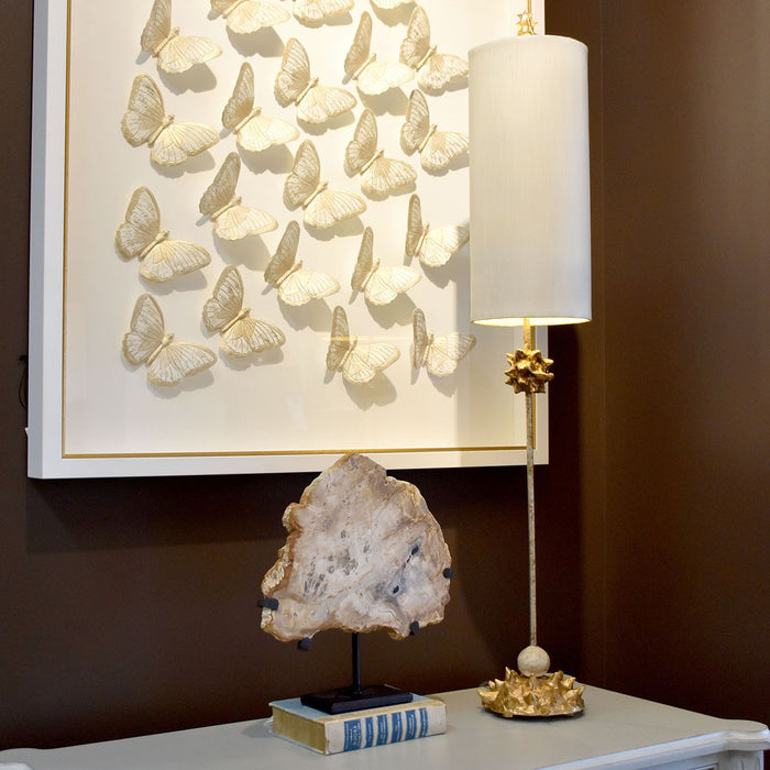Lucas + McKearn TA1024 One Light Buffet Lamp, Gold Leaf Sculpted W/Gold Metal