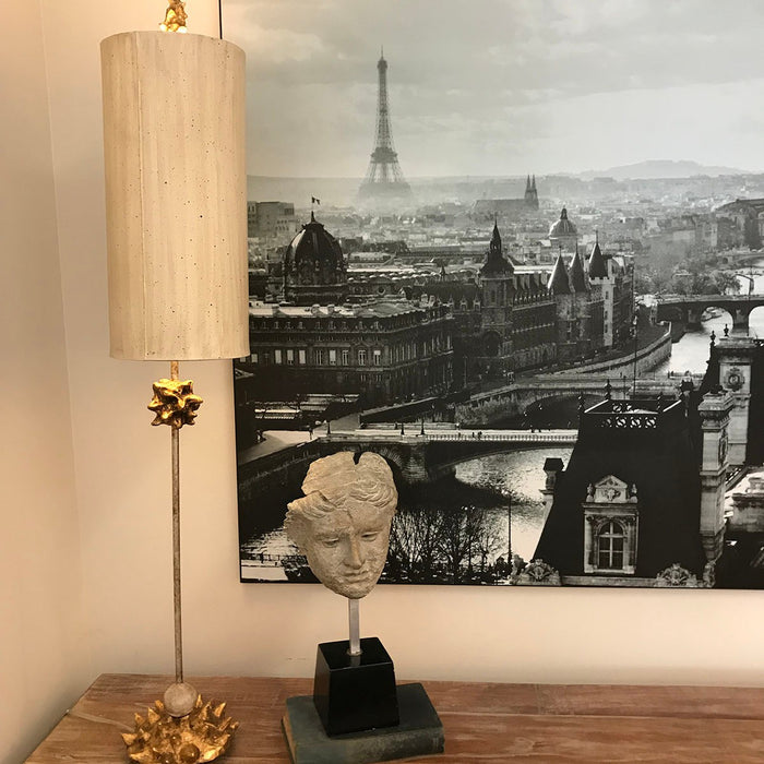 Lucas + McKearn TA1024 One Light Buffet Lamp, Gold Leaf Sculpted W/Gold Metal