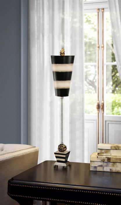 Lucas + McKearn TA1026 One Light Buffet Lamp, Silver Leaf Feet/Metal W/Black, Taupe/Gold Leaf