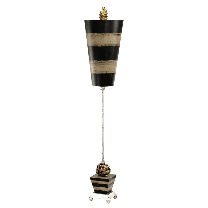 Lucas + McKearn TA1026 One Light Buffet Lamp, Silver Leaf Feet/Metal W/Black, Taupe/Gold Leaf