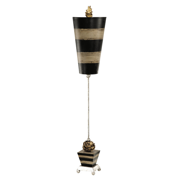 Lucas + McKearn TA1026 One Light Buffet Lamp, Silver Leaf Feet/Metal W/Black, Taupe/Gold Leaf