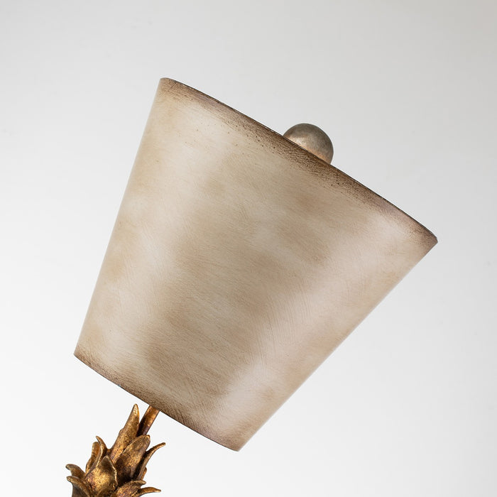 Lucas + McKearn TA1027 One Light Buffet Lamp, Black/Cream Striped W/Gold/Silver Leaf