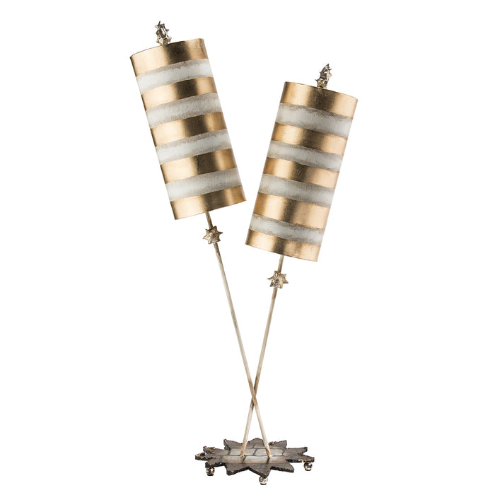 Lucas + McKearn TA1030 Two Light Table Lamp, Gold Stipes