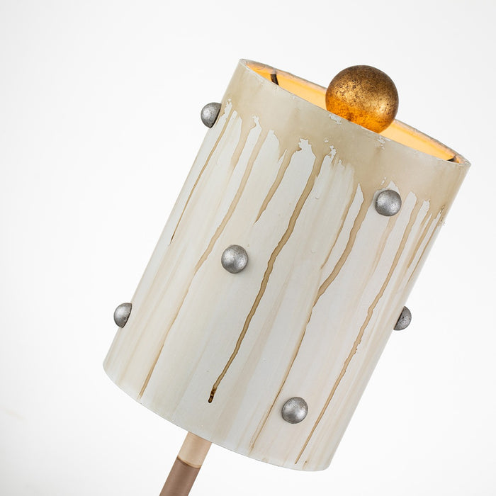 Lucas + McKearn TA1032 One Light Table Lamp, Cream/Putty Striped W/Gold