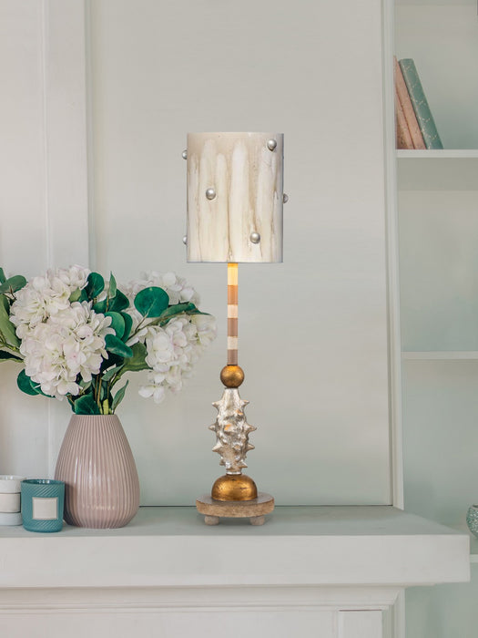 Lucas + McKearn TA1032 One Light Table Lamp, Cream/Putty Striped W/Gold