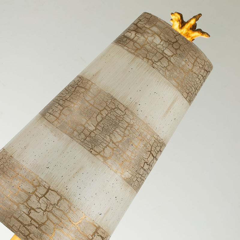 Lucas + McKearn TA1057 One Light Buffet Lamp, Black/Putty Striped W/Gold Leaf/Crystal Clusters
