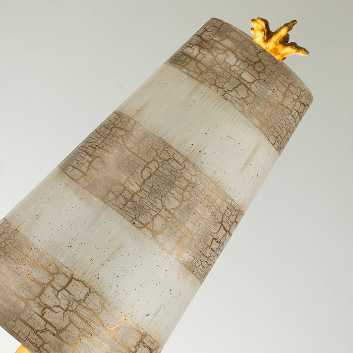 Lucas + McKearn TA1057 One Light Buffet Lamp, Black/Putty Striped W/Gold Leaf/Crystal Clusters
