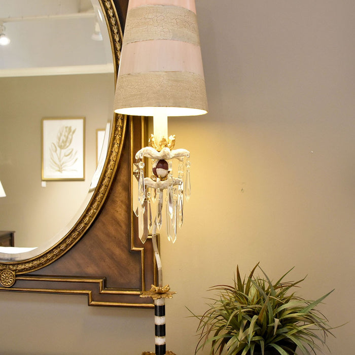 Lucas + McKearn TA1057 One Light Buffet Lamp, Black/Putty Striped W/Gold Leaf/Crystal Clusters