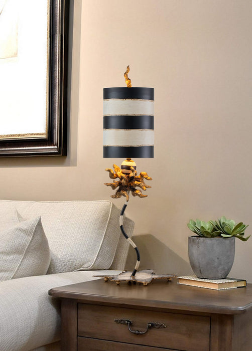 Lucas + McKearn TA1074 One Light Table Lamp, Star-Shaped W/Black/Cream Striped