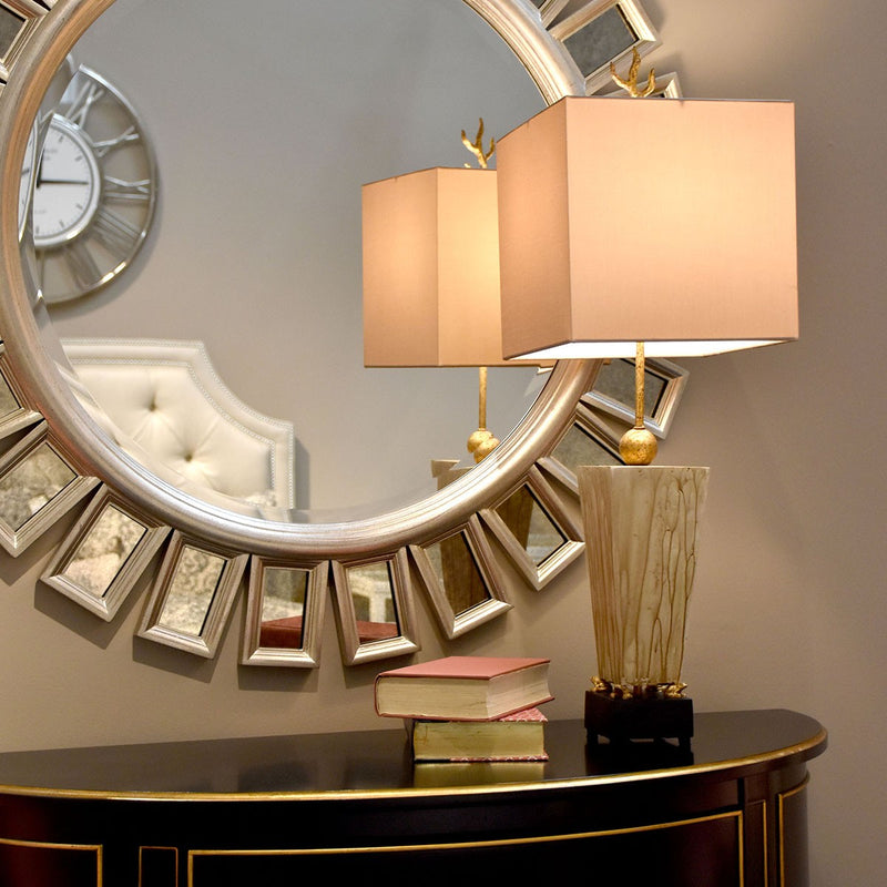 Lucas + McKearn TA1075 One Light Table Lamp, Gilded Frogs Atop A Black W/Umber Washed
