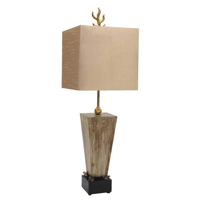 Lucas + McKearn TA1075 One Light Table Lamp, Gilded Frogs Atop A Black W/Umber Washed