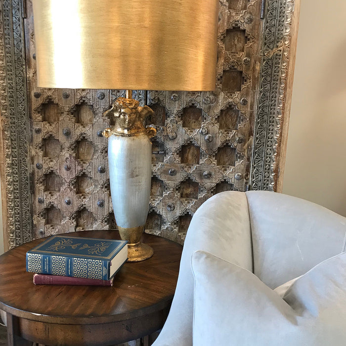 Lucas + McKearn TA1126 One Light Table Lamp, Gold/Silver Leaf Vase