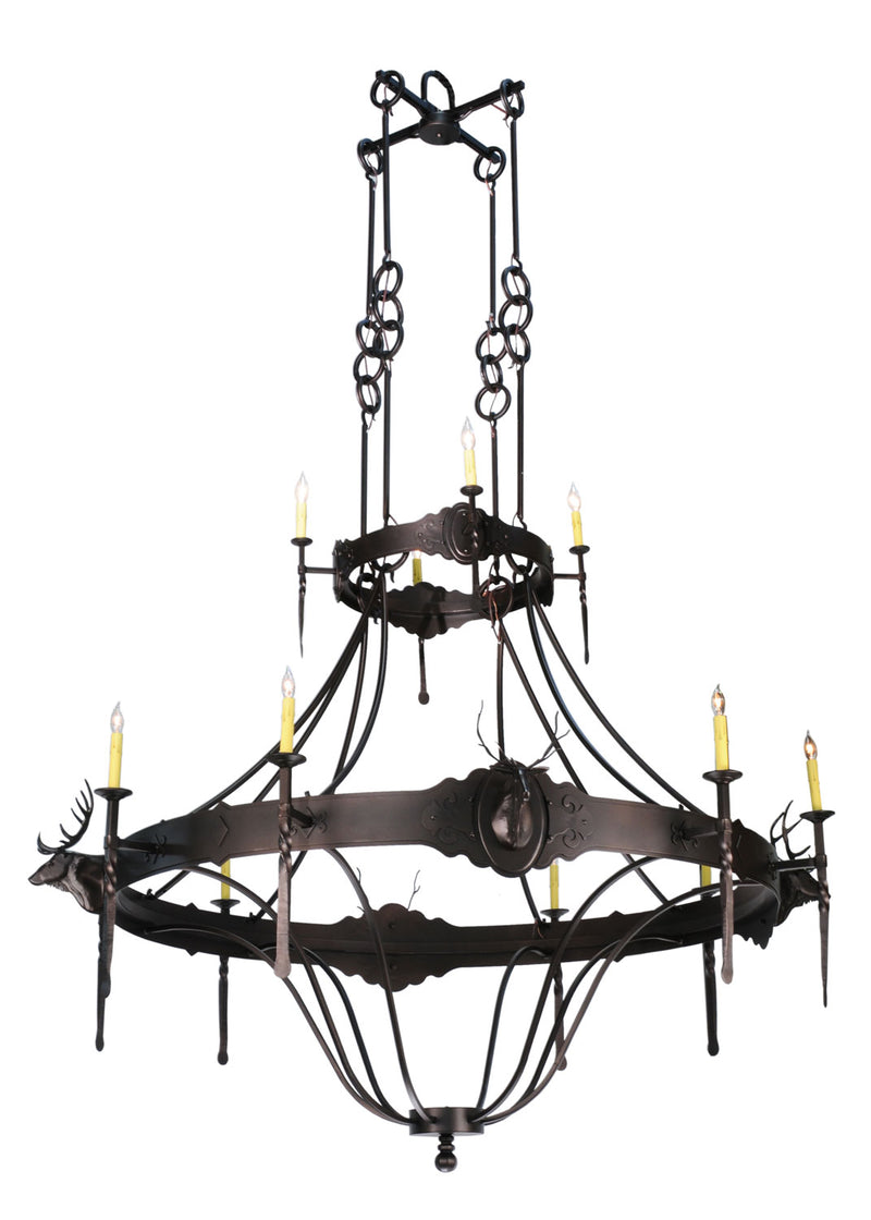 Meyda Tiffany 112053 12 Light Chandelier, Mahogany Bronze