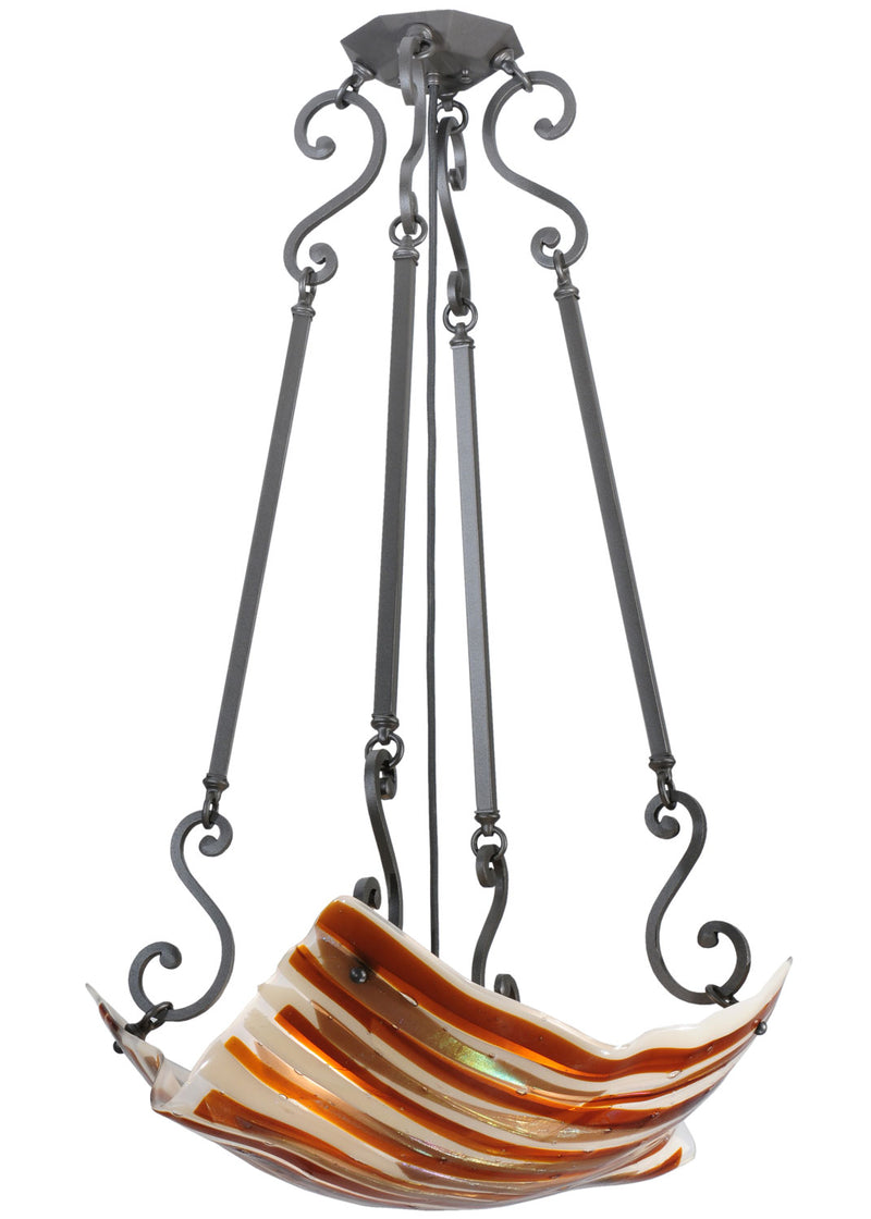Meyda Tiffany 112691 Four Light Inverted Pendant, Black Metal,Wrought Iron