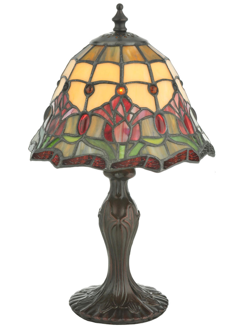 Meyda Tiffany 112093 One Light Accent Lamp, Beige Burgundy Xag
