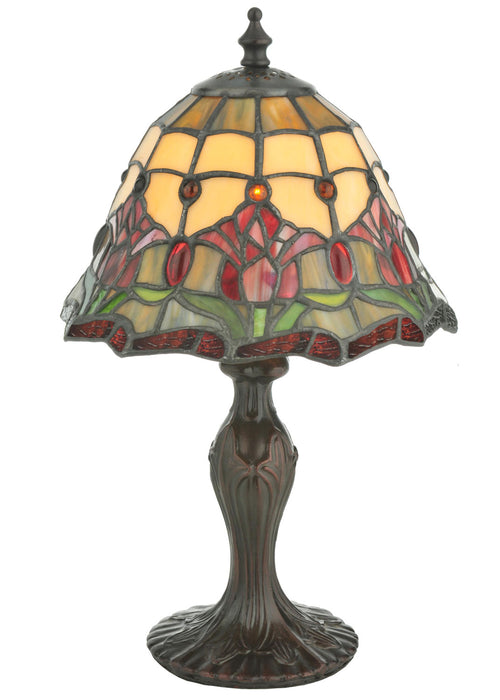 Meyda Tiffany 112093 One Light Accent Lamp, Beige Burgundy Xag