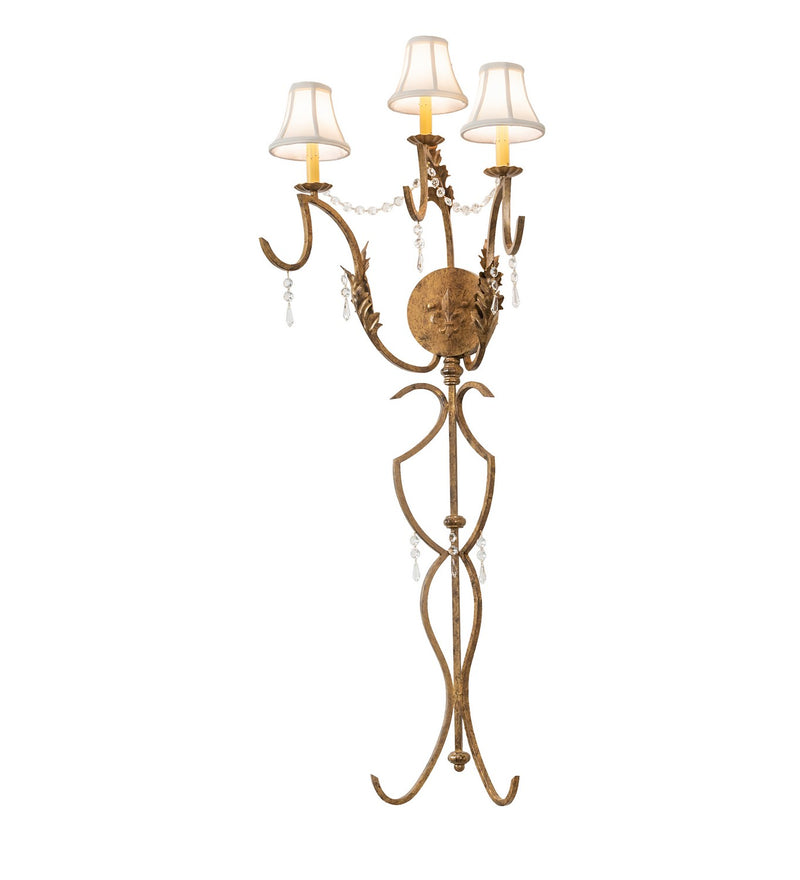 Meyda Tiffany 107845 Three Light Wall Sconce, Light Brushed Gold