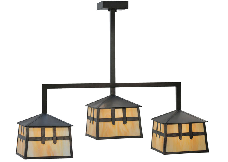 Meyda Tiffany 110914 Three Light Island Pendant, Craftsman Brown