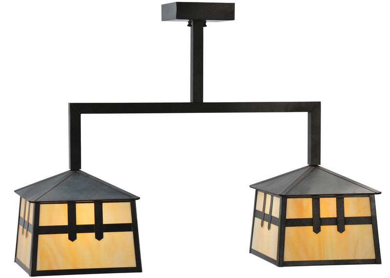 Meyda Tiffany 110940 Two Light Island Pendant, Craftsman Brown