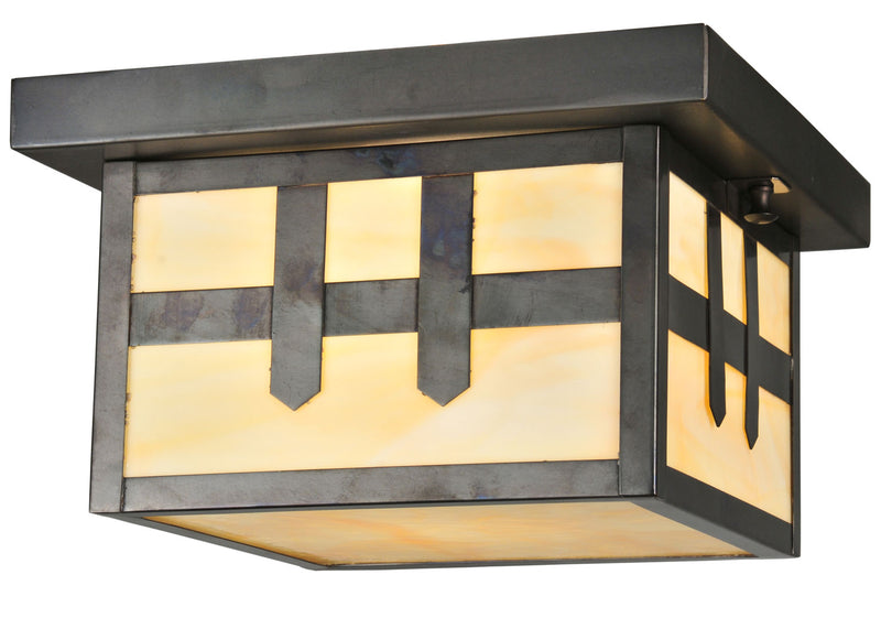 Meyda Tiffany 112385 One Light Flushmount, Craftsman Brown